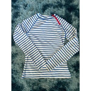 Cabana Life UPF 50+ Sun Protection Long Sleeve Top Blue Stripe Women's Small